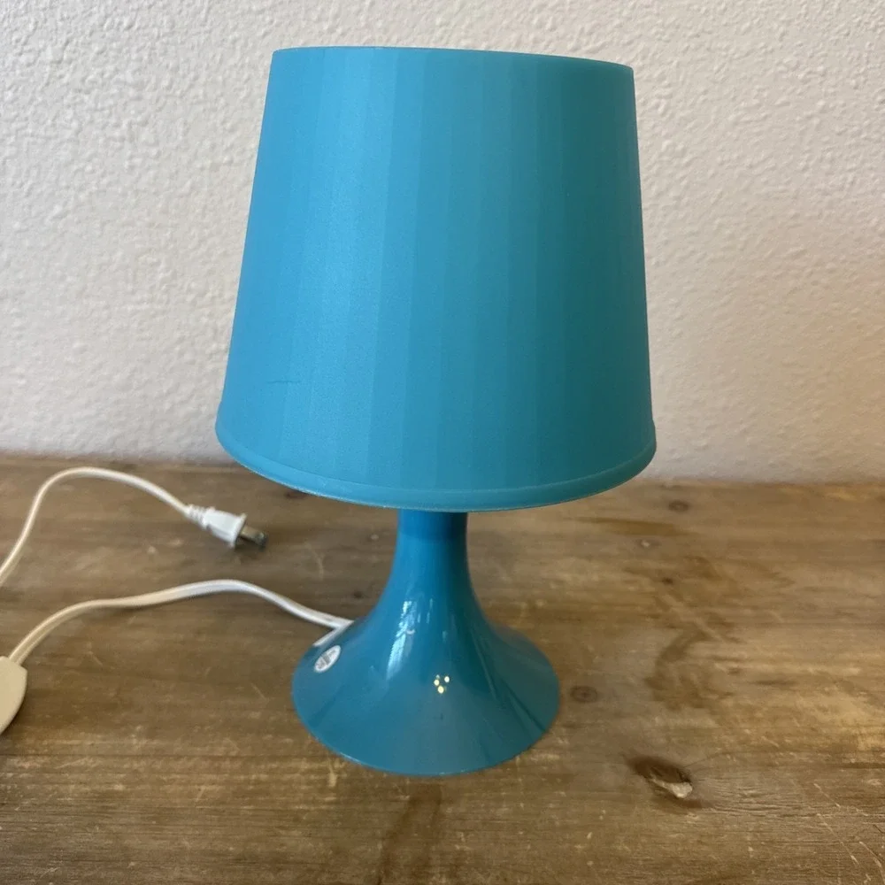Vintage 1990s IKEA Lampan Turquoise Teal Blue Plastic Table Lamp ~Tested / Works